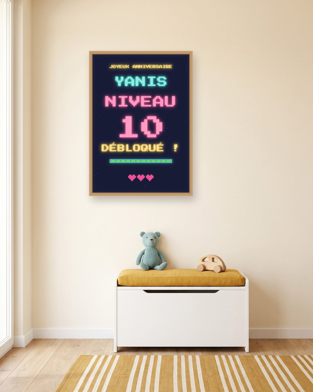 Affiche anniversaire gamer personnalisée Niveau débloqué, autre exemple de mise en situation
