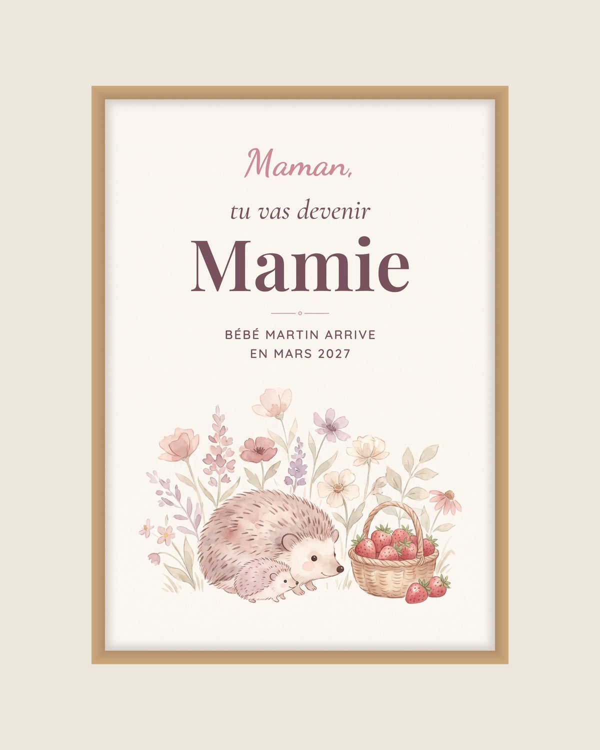 Affiche annonce grossesse mamie personnalisée, tu vas devenir Mamie : l’affiche seule, exemple personnalisé