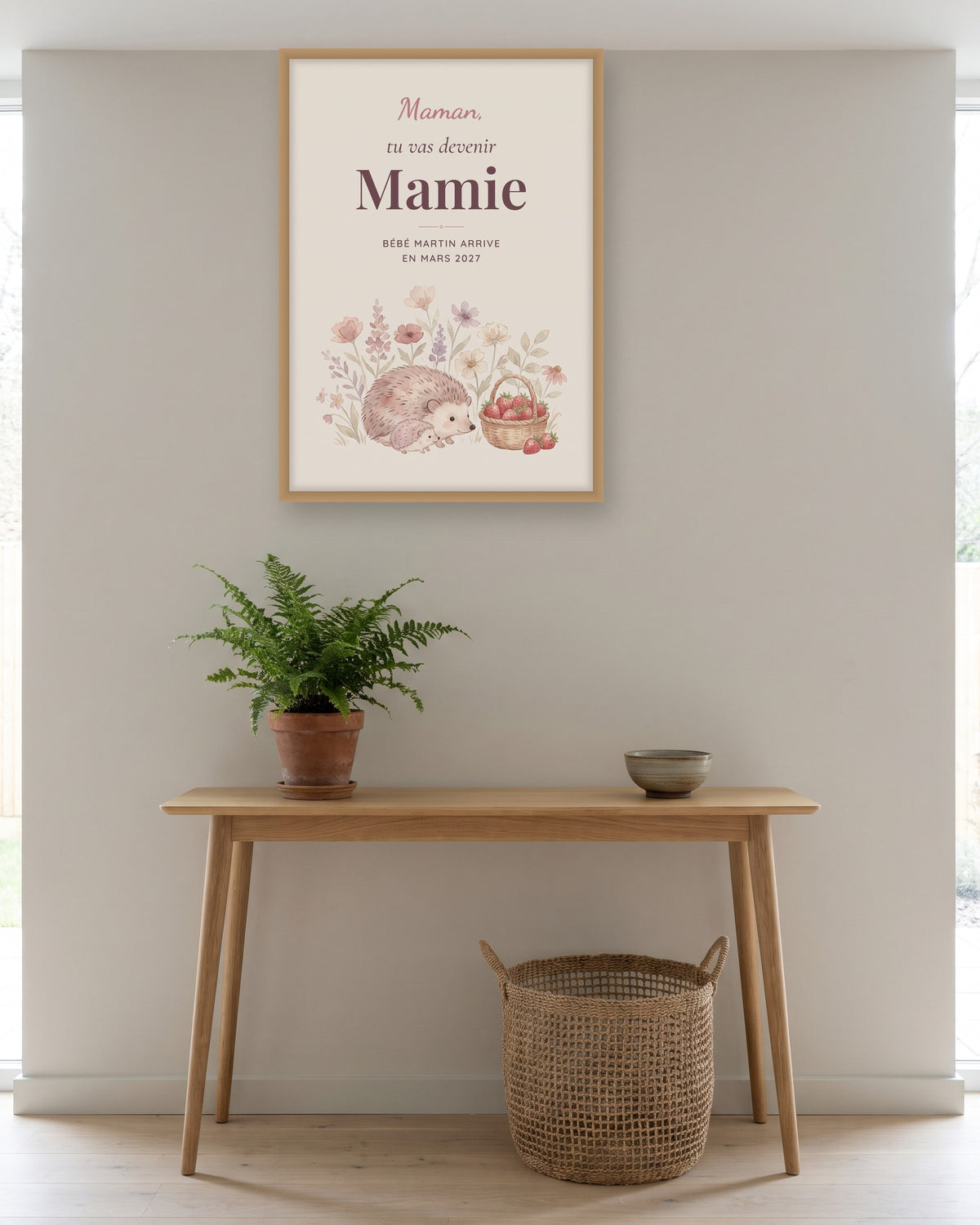 Affiche annonce grossesse mamie personnalisée, tu vas devenir Mamie, autre exemple de mise en situation