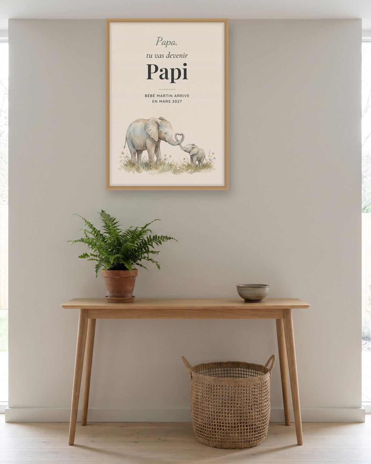 Affiche annonce grossesse papi personnalisée, tu vas devenir Papi, autre exemple de mise en situation