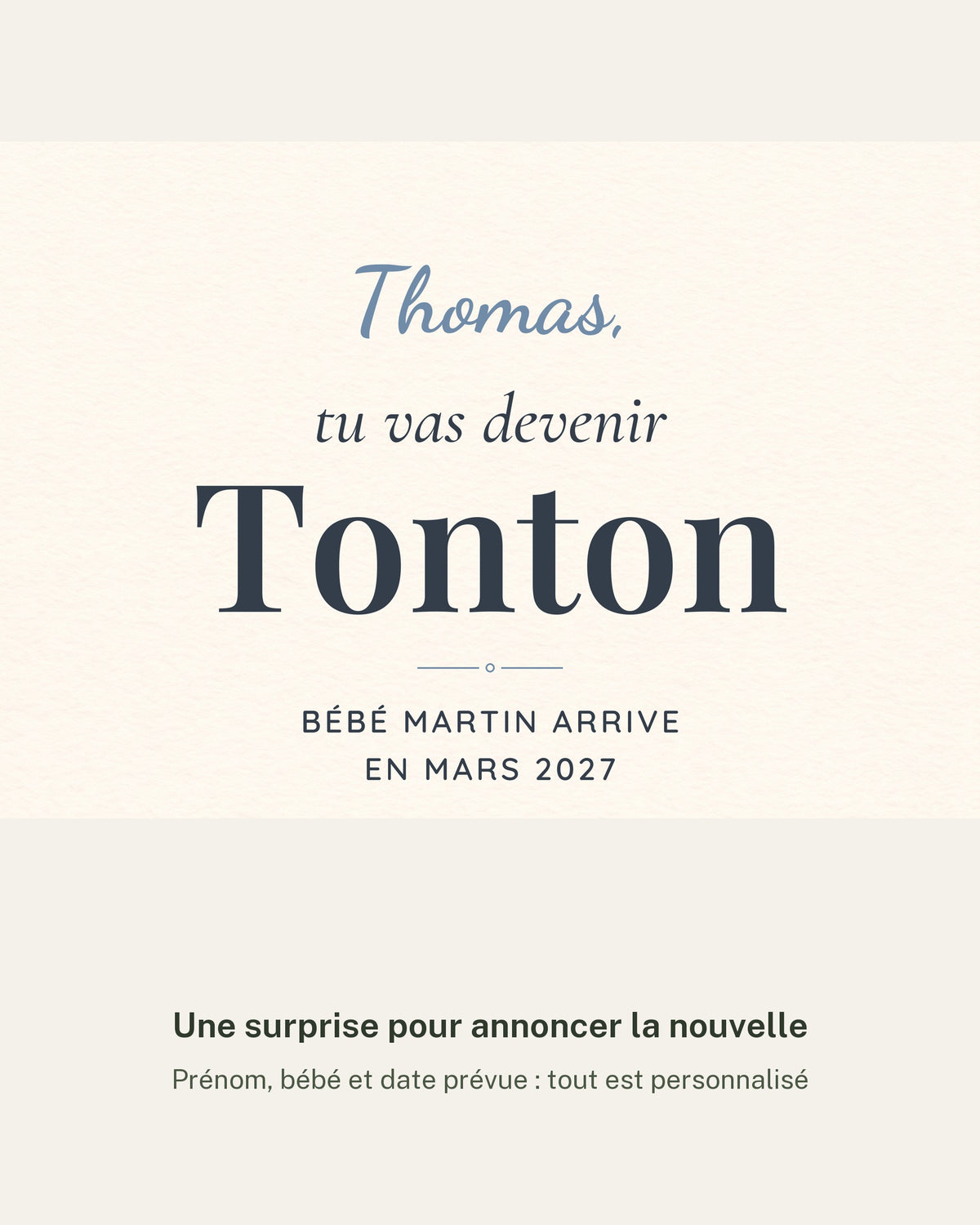 Affiche annonce grossesse tonton personnalisée, tu vas devenir Tonton : détail de l’illustration et des prénoms, impression mate