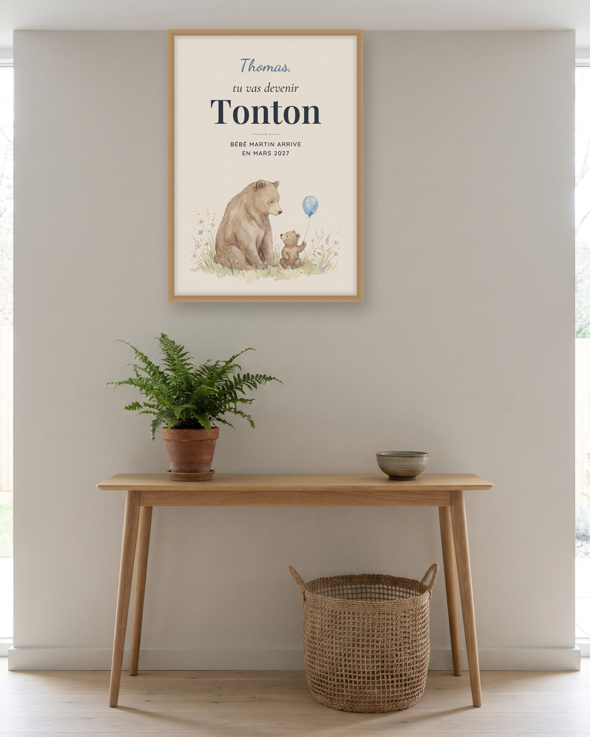Affiche annonce grossesse tonton personnalisée, tu vas devenir Tonton, autre exemple de mise en situation