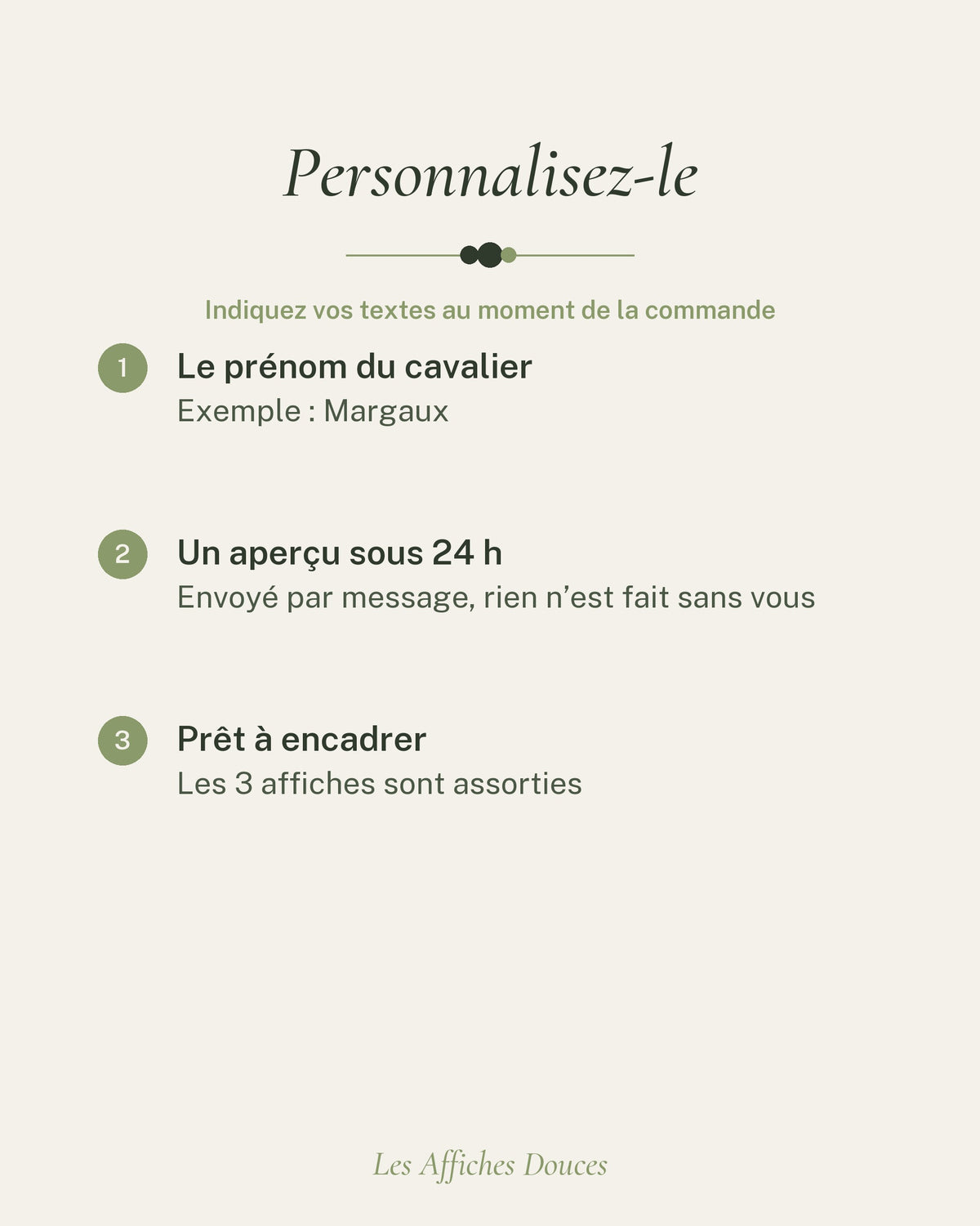 Ce que vous personnalisez : le prénom du cavalier ou de la cavalière