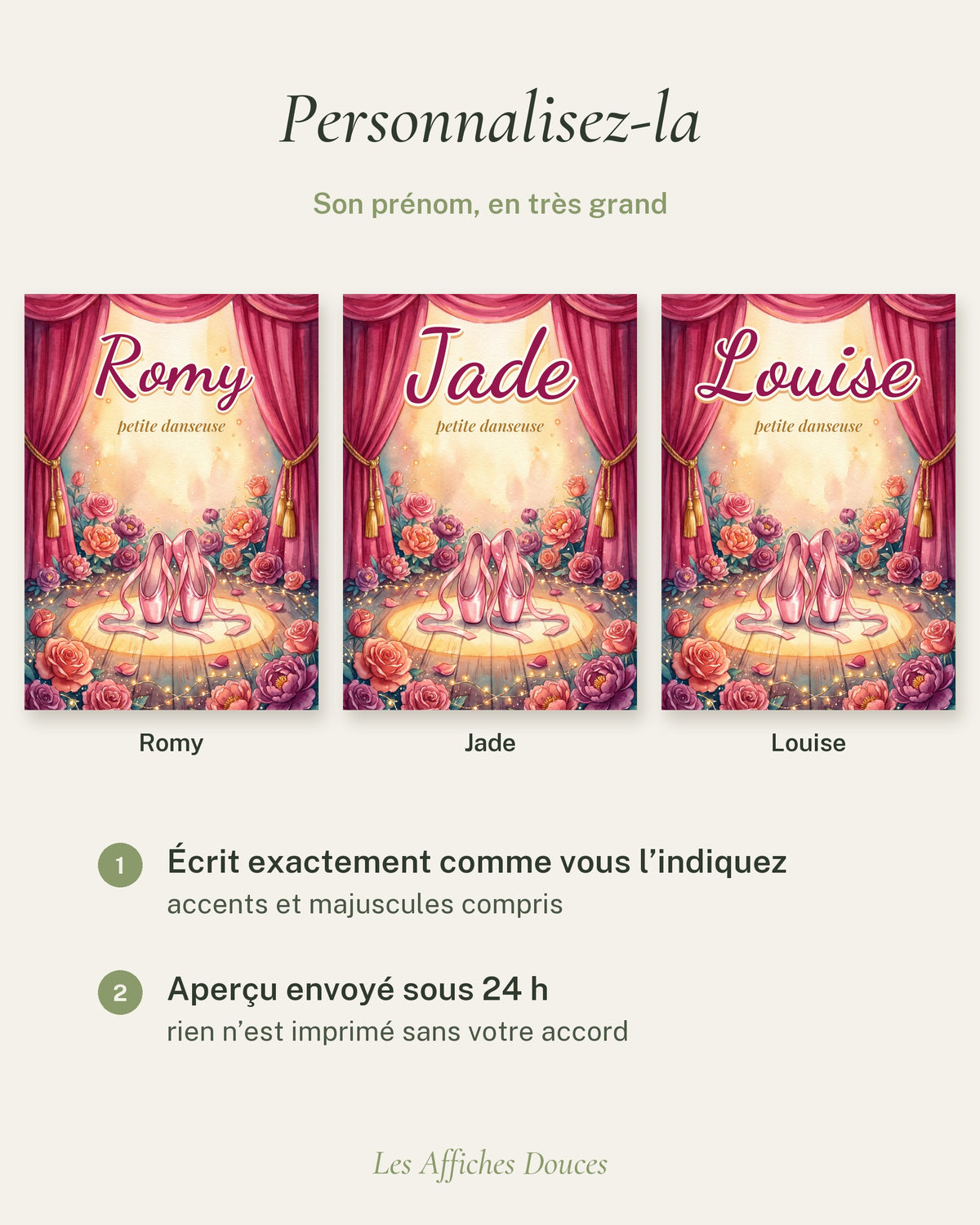 Ce que vous personnalisez : le prénom de la danseuse