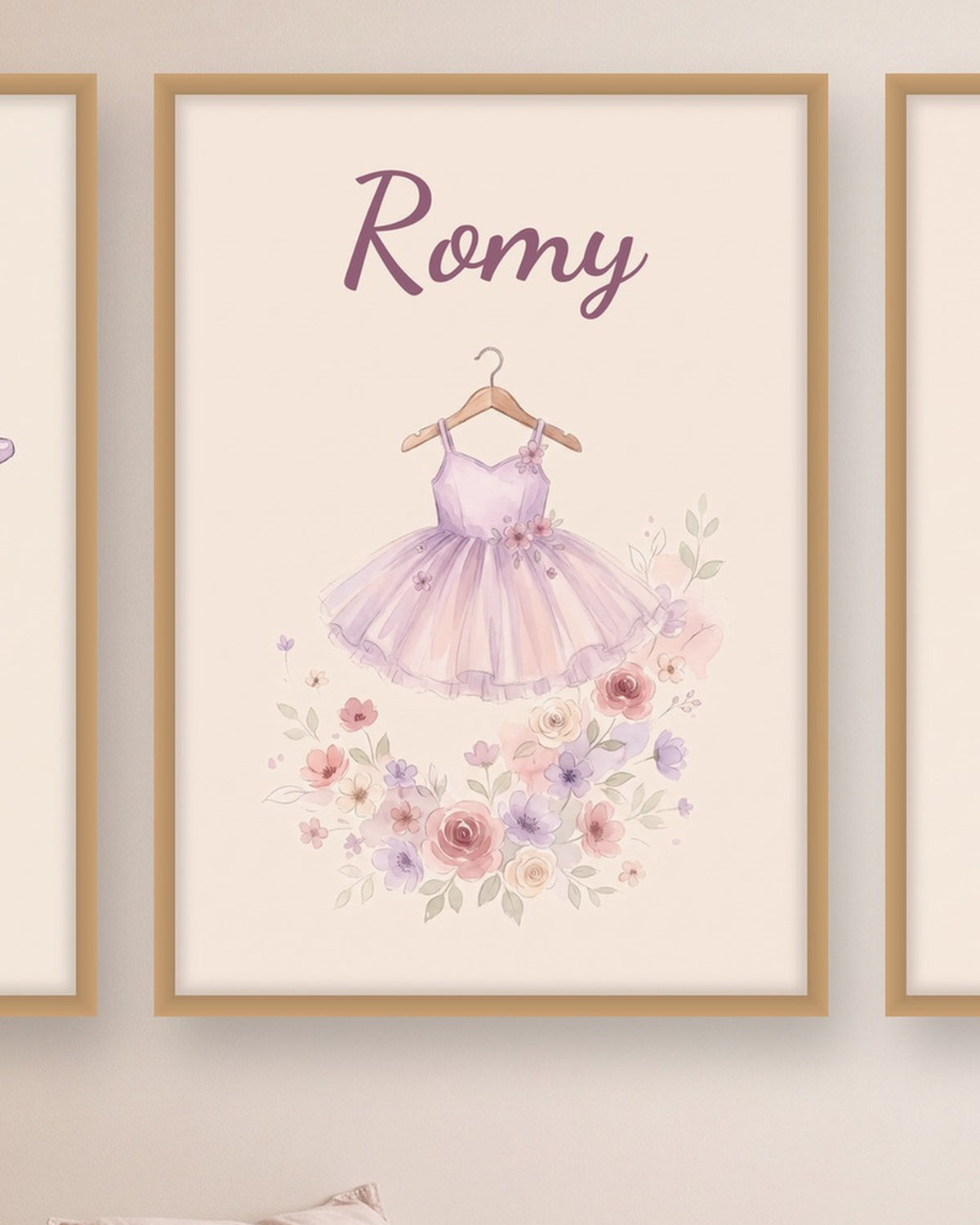 Affiche danseuse personnalisée, lot de 3 affiches tutu et prénom : le tutu sous le prénom