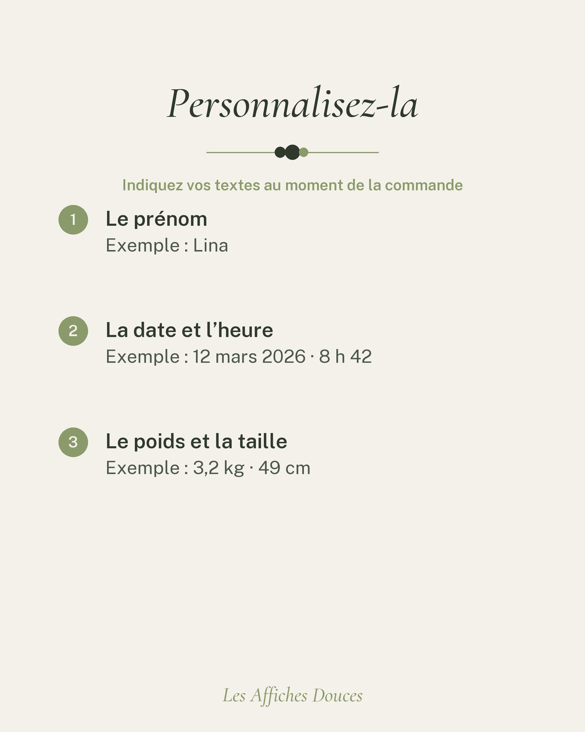 Ce que vous personnalisez sur cette affiche