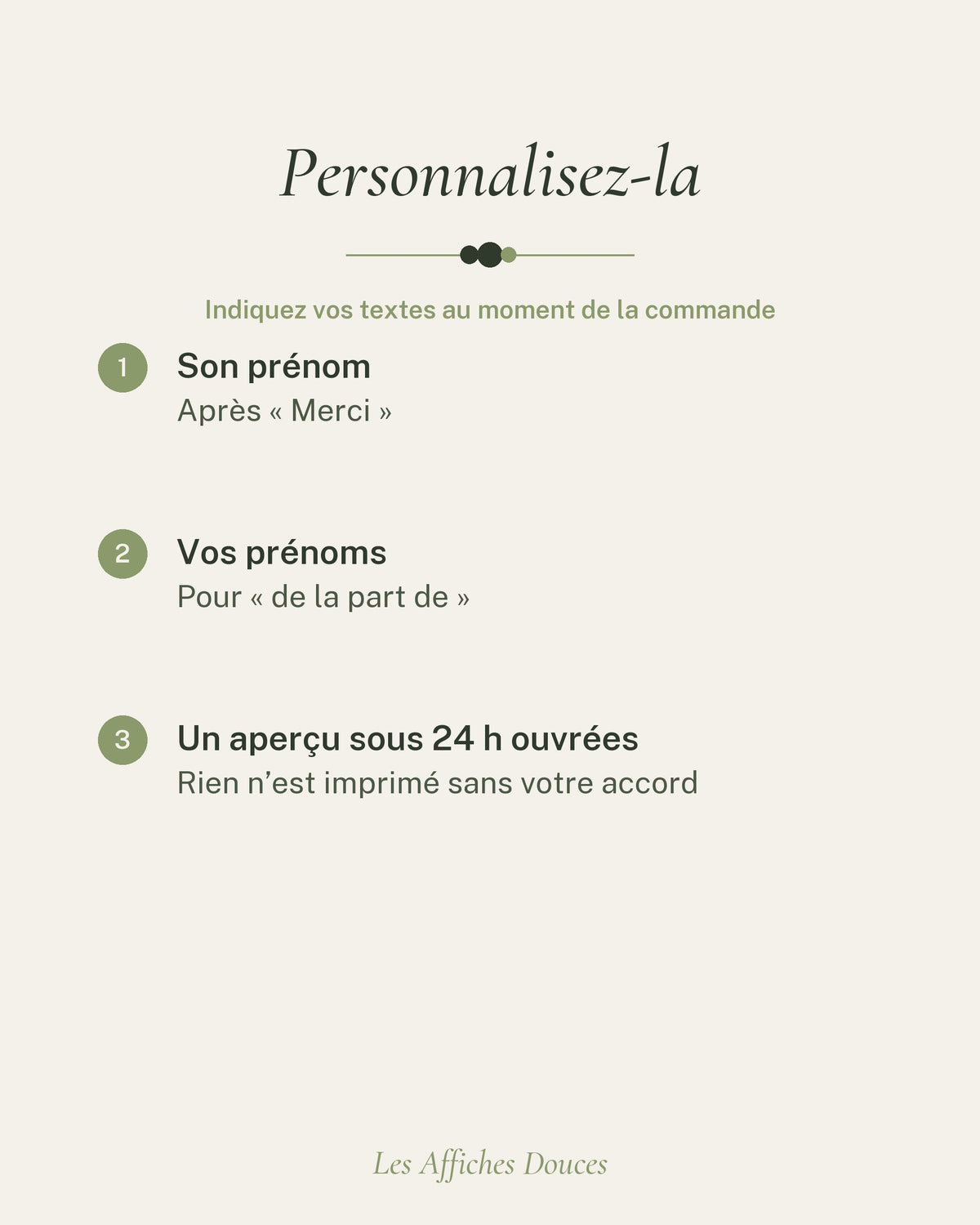 Ce que vous personnalisez : son prénom et vos prénoms (facultatifs)
