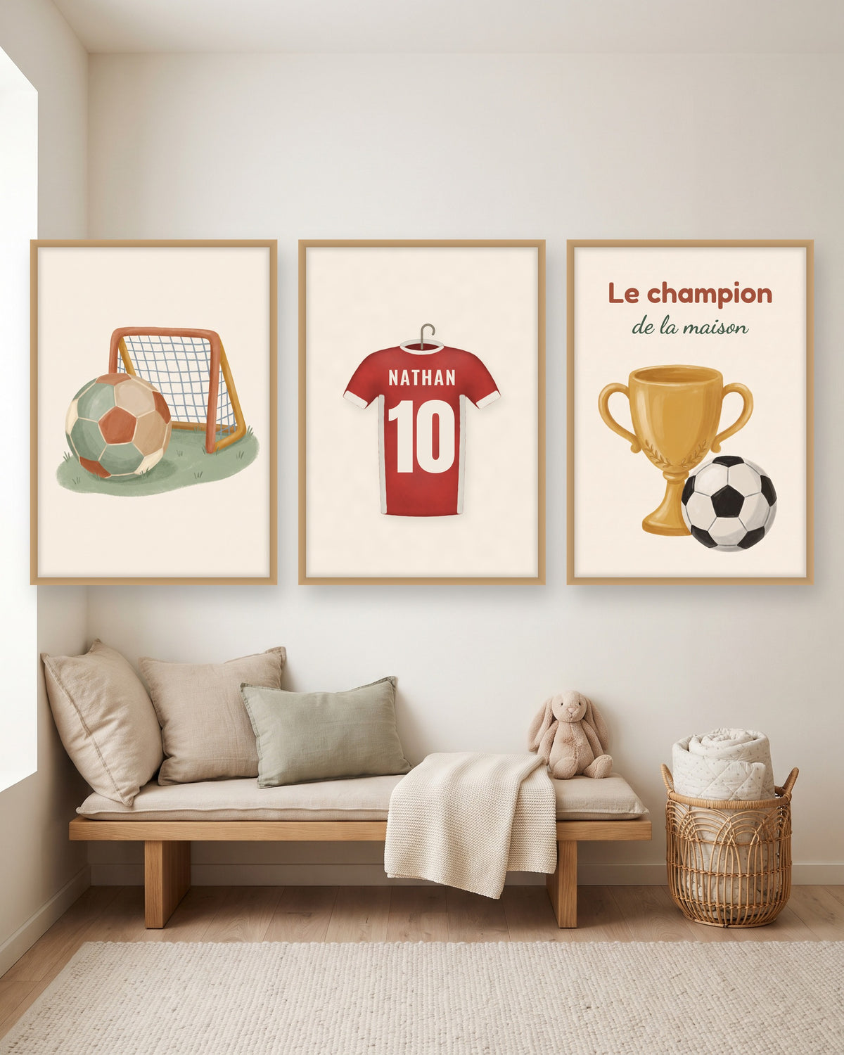 Affiche foot personnalisée maillot prénom et numéro, autre exemple de mise en situation
