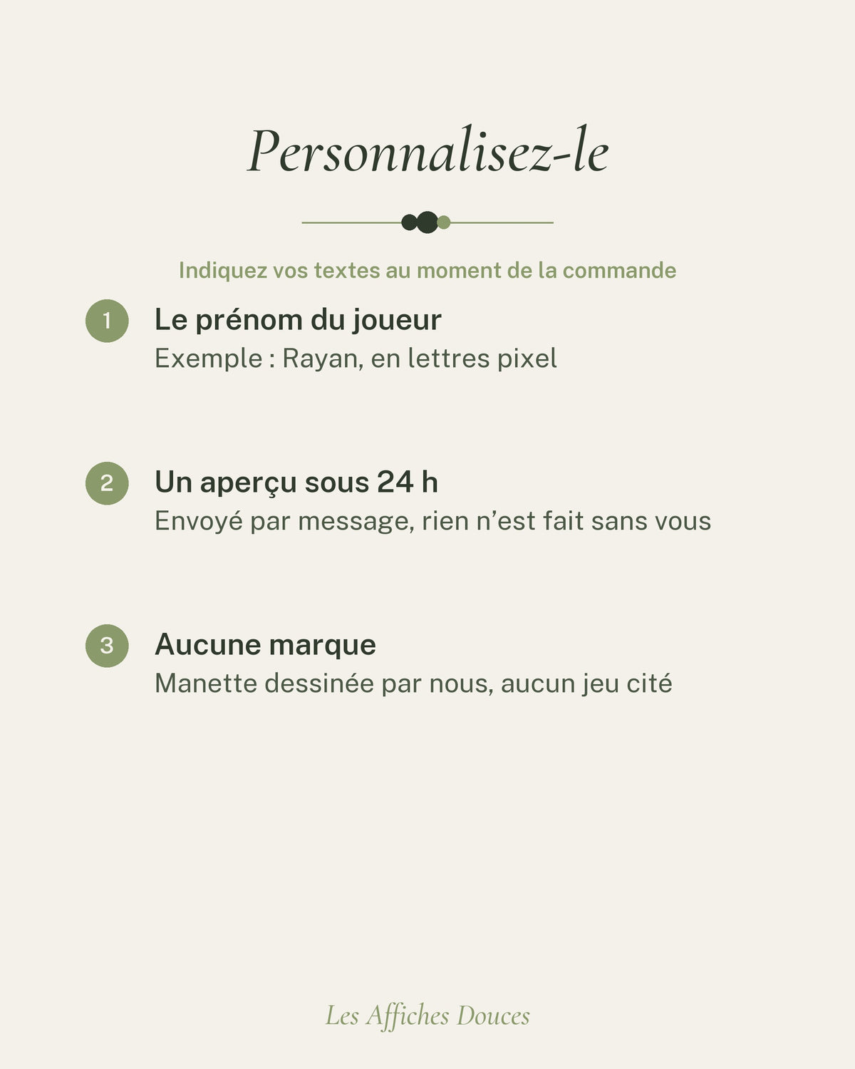 Ce que vous personnalisez : le prénom ou le pseudo du joueur