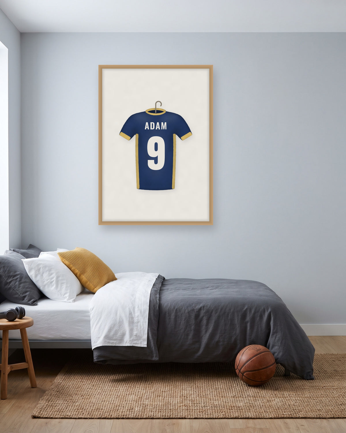 Affiche maillot de foot personnalisée prénom et numéro, autre exemple de mise en situation