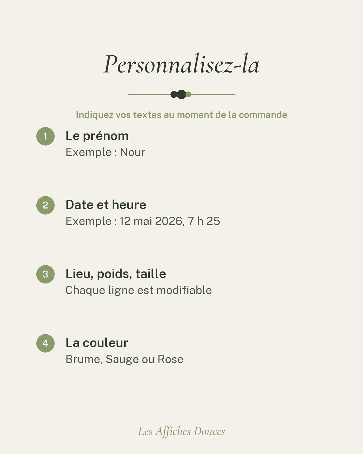 Ce que vous personnalisez sur l’affiche naissance bébé