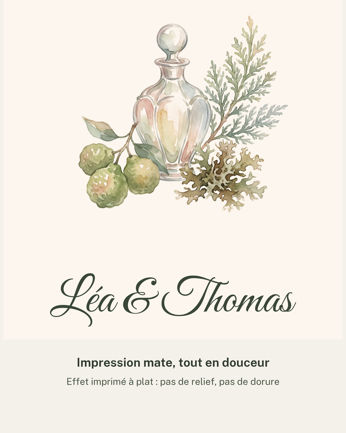 Affiche noces de chypre personnalisée, 6 ans de mariage : détail de l’illustration et des prénoms, impression mate