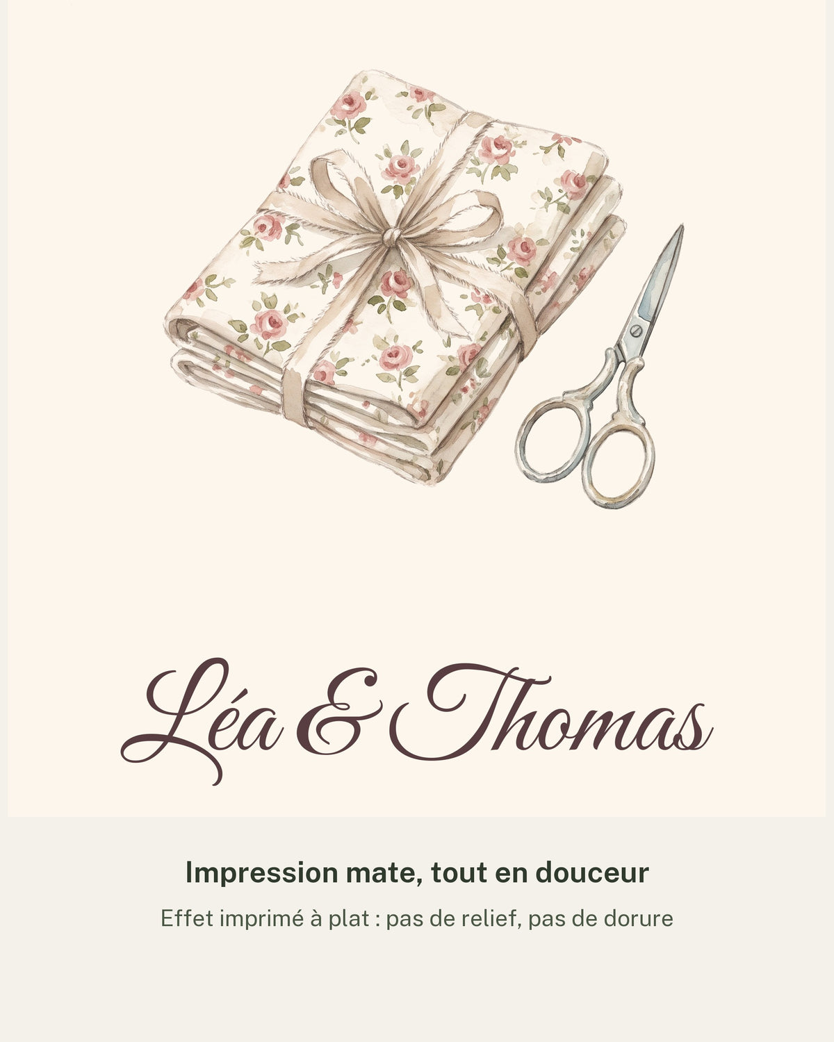 Affiche noces de cretonne personnalisée, 19 ans de mariage : détail de l’illustration et des prénoms, impression mate
