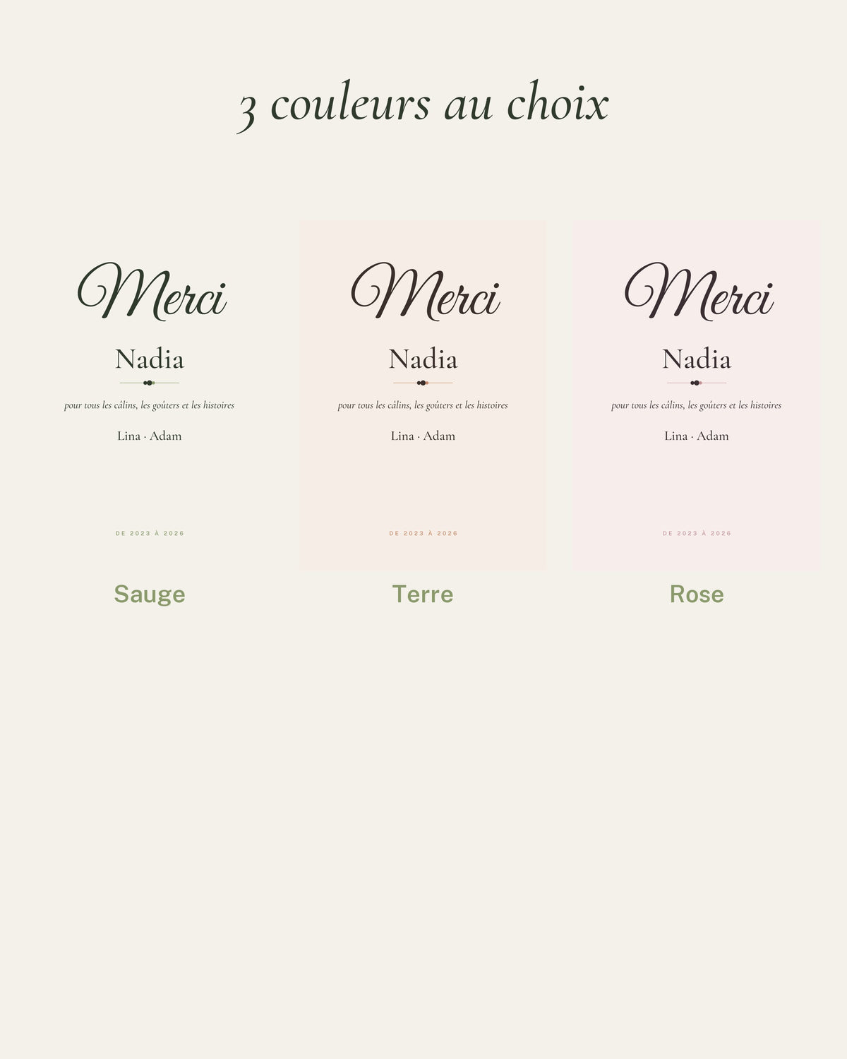 Affiche nounou : les 3 couleurs au choix