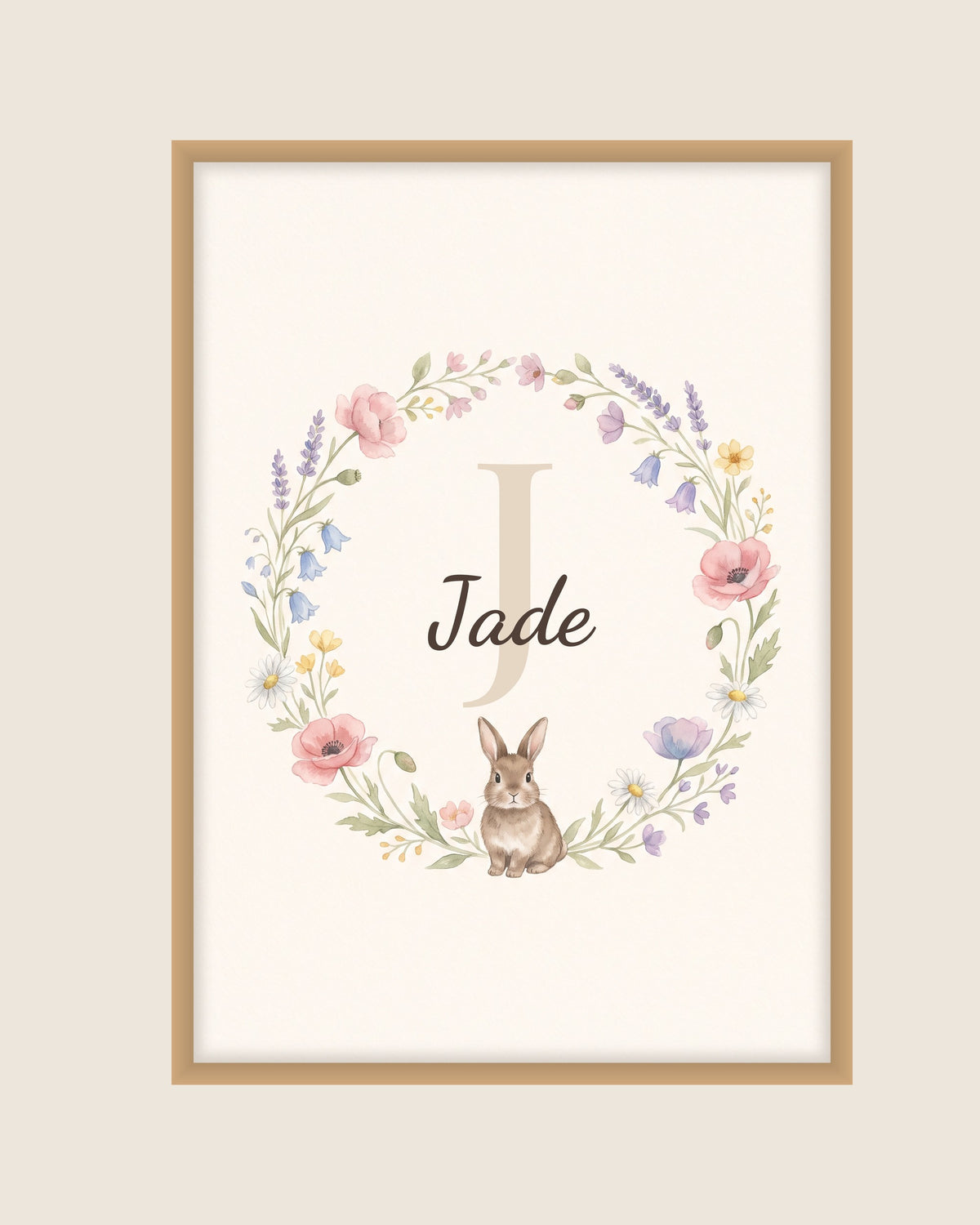 Affiche prénom enfant couronne de fleurs des champs : l’affiche seule, exemple de personnalisation