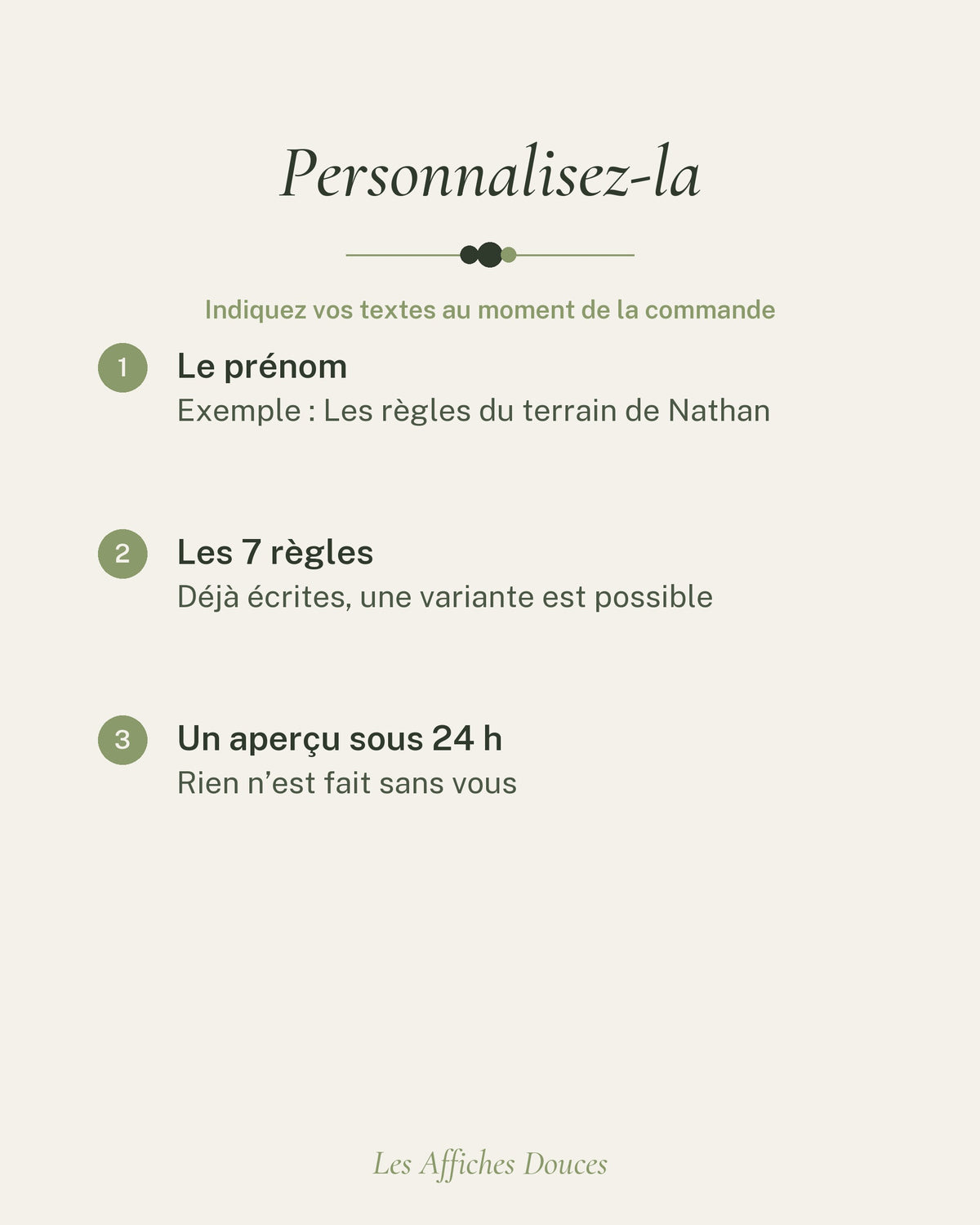 Ce que vous personnalisez : le prénom de l’enfant
