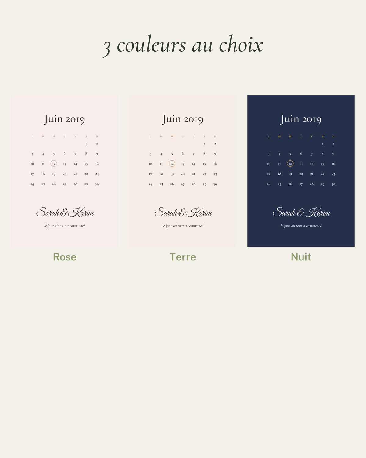 Affiche rencontre couple : les 3 couleurs au choix