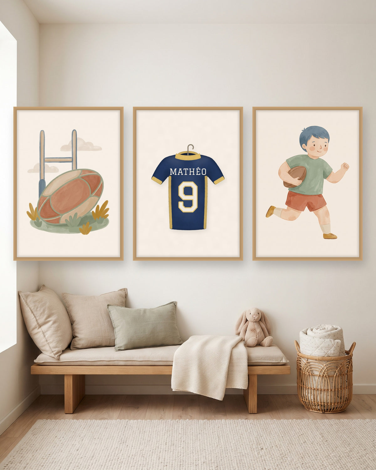 Affiche rugby personnalisée maillot prénom et numéro, autre exemple de mise en situation
