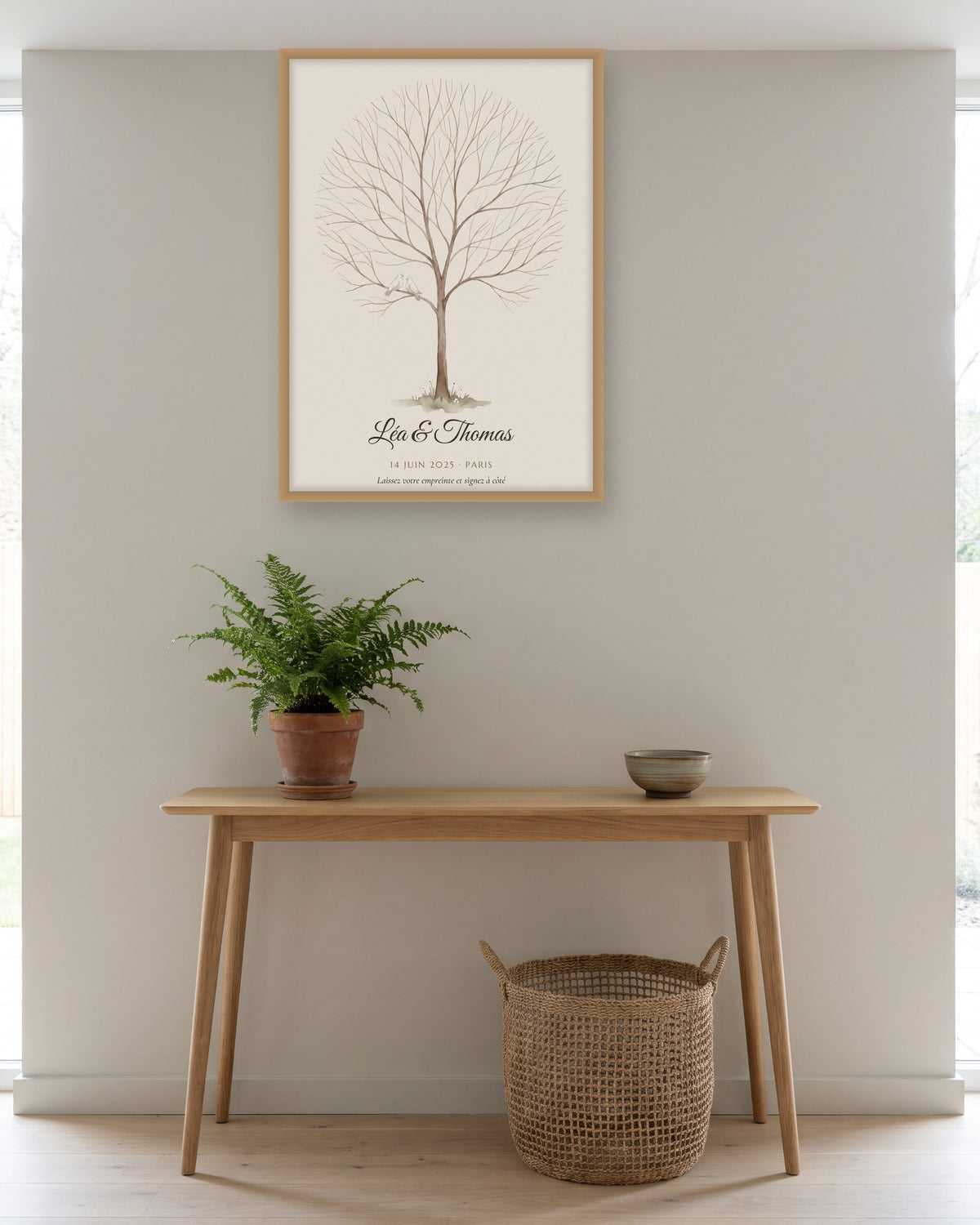 Arbre à empreintes mariage personnalisé, livre d’or à remplir par les invités, autre exemple de mise en situation