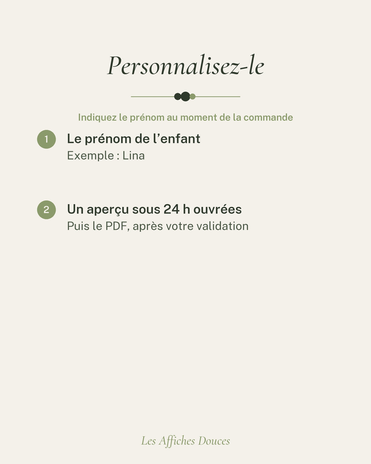 Ce que vous personnalisez : le prénom de l’enfant