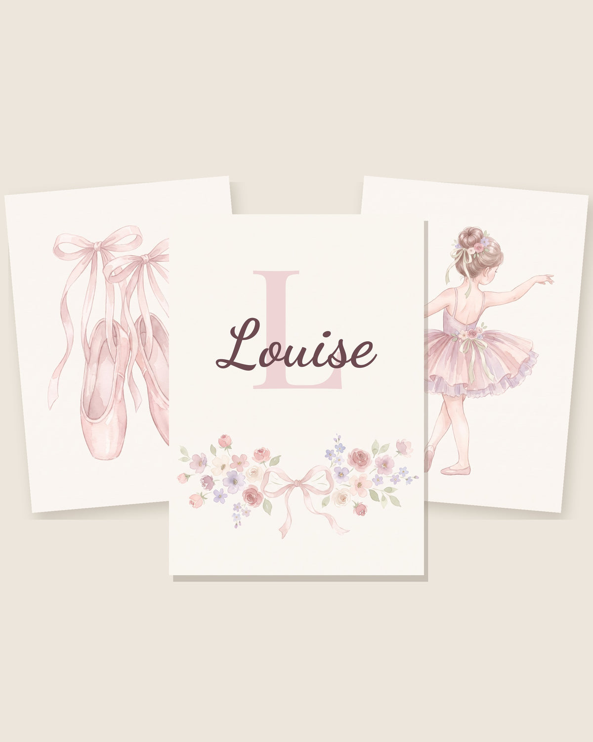 Lot de 3 affiches danseuse classique : les 3 affiches assorties côte à côte