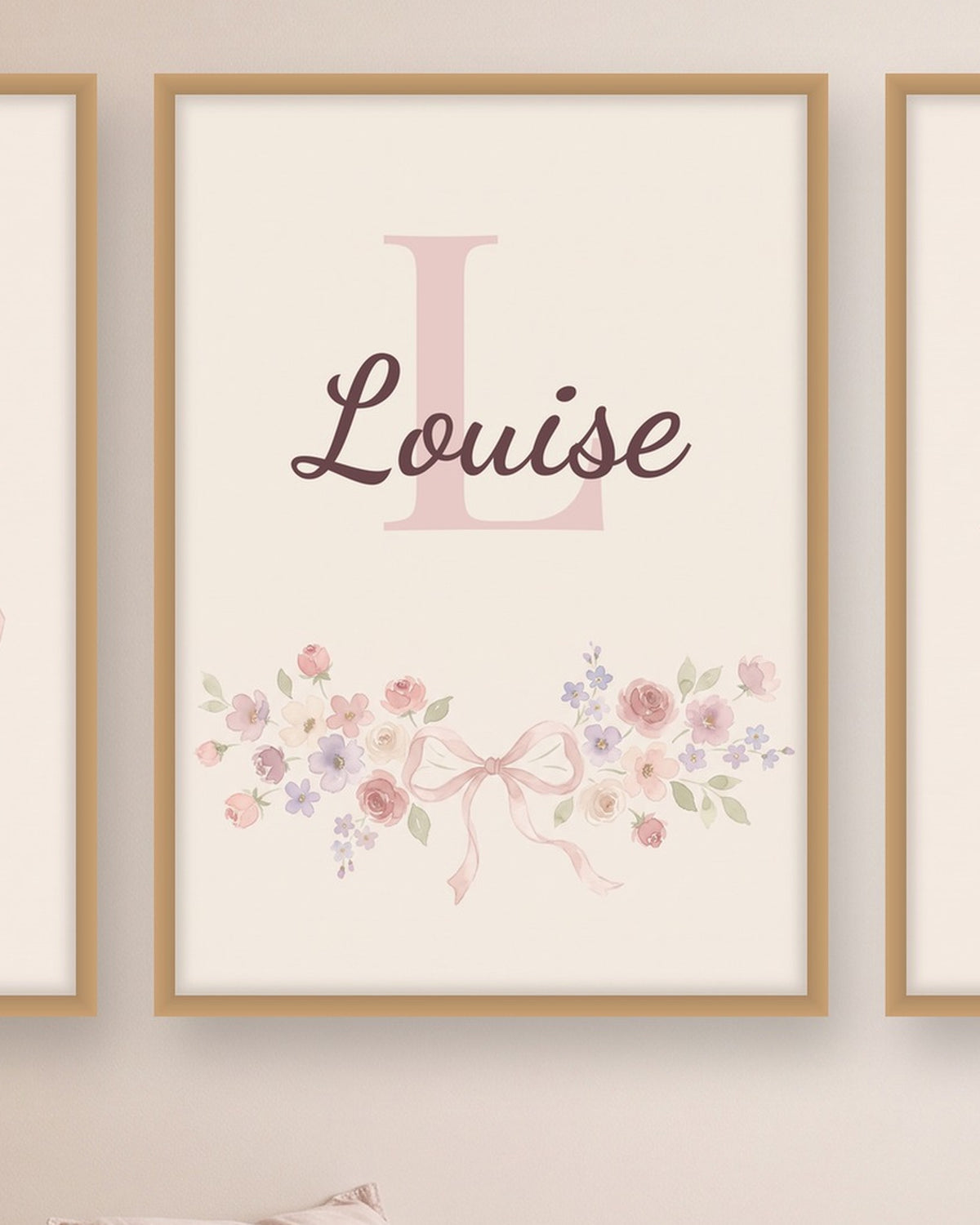 Lot de 3 affiches danseuse classique : l’affiche du milieu avec le prénom, exemple personnalisé