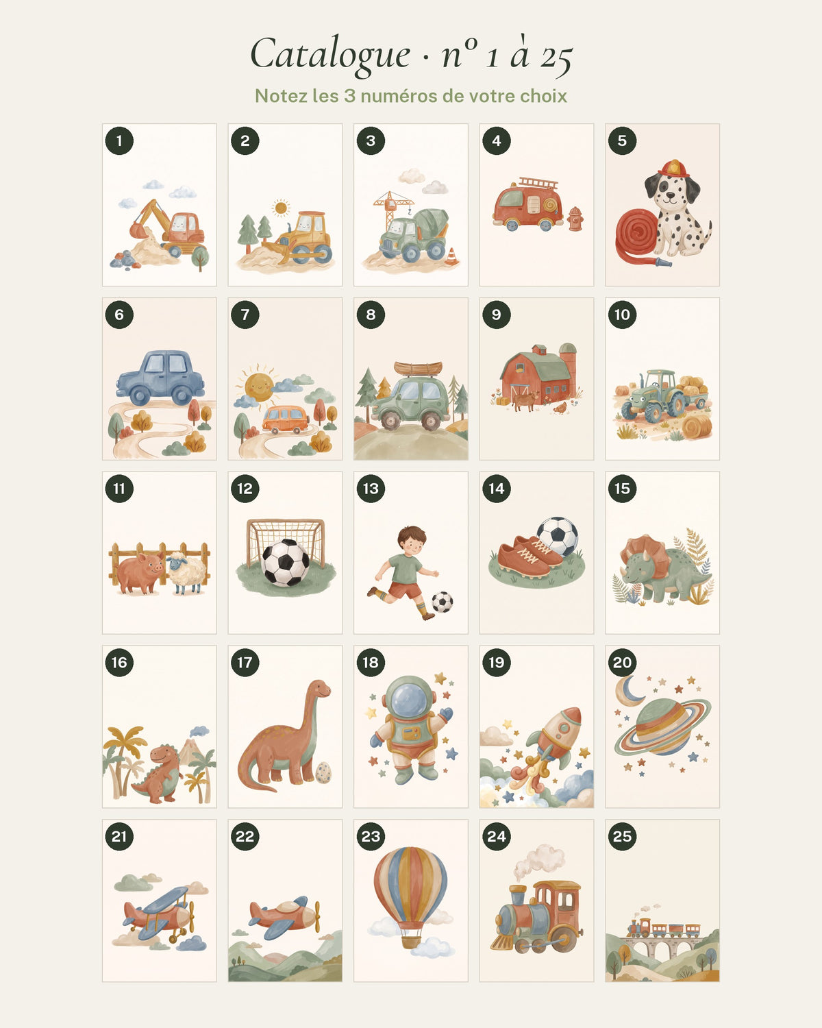 Catalogue des illustrations, numéros 1 à 25