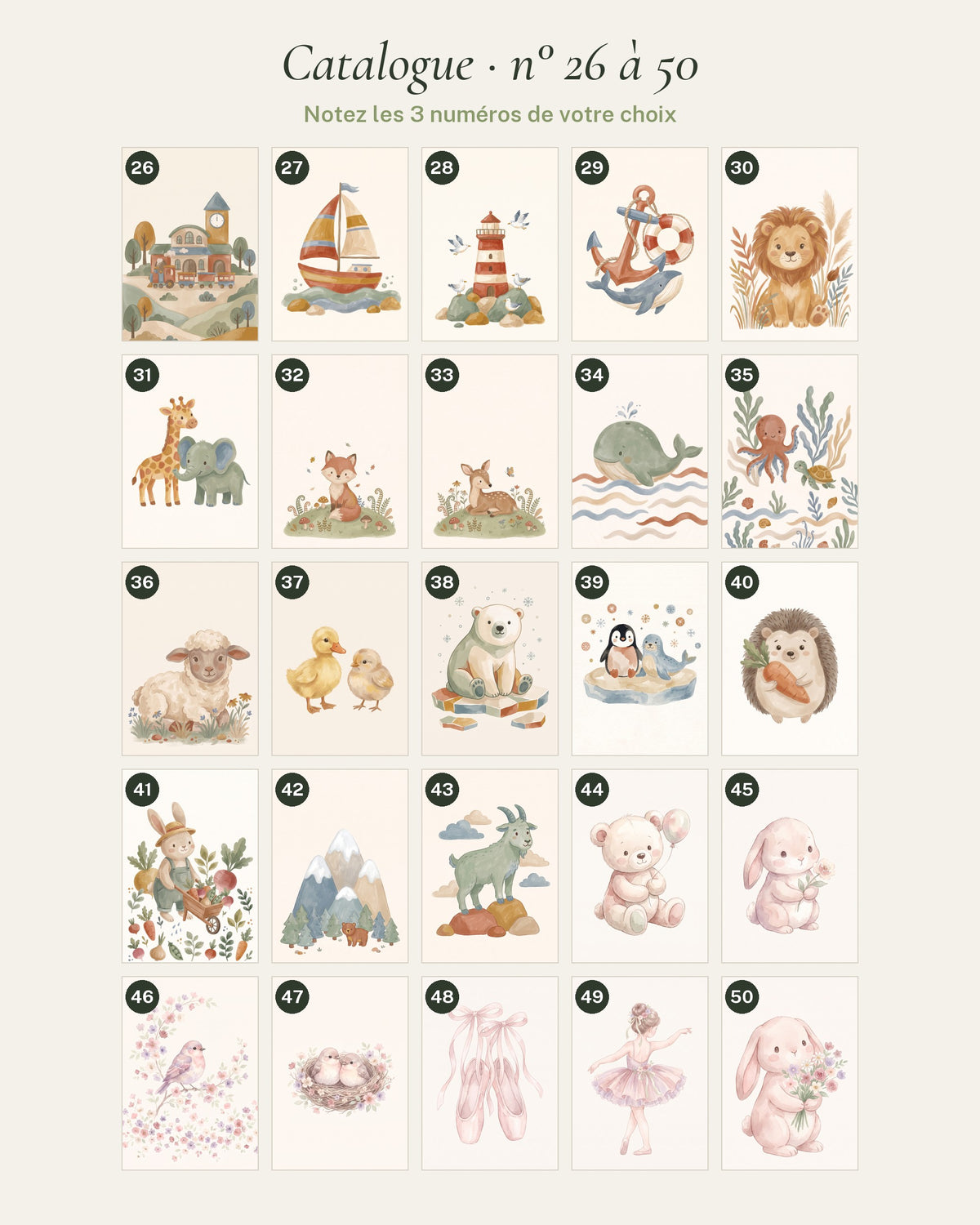 Catalogue des illustrations, numéros 26 à 50