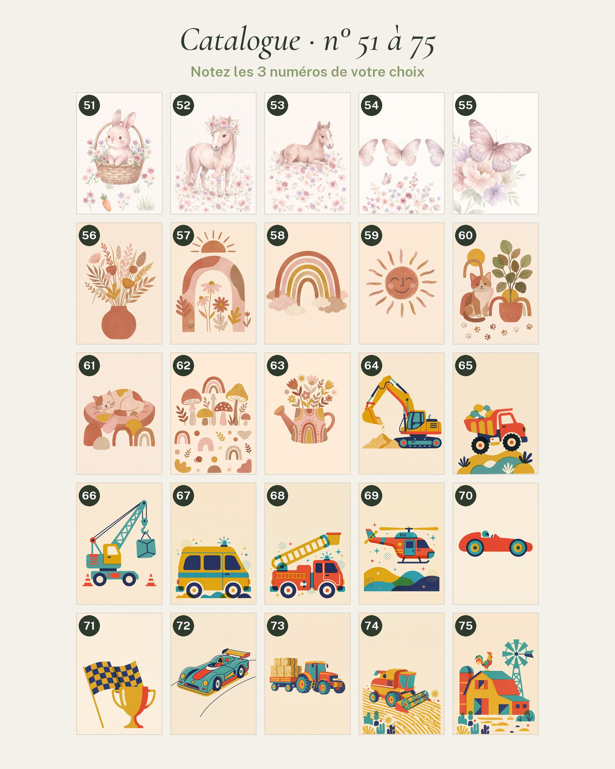 Catalogue des illustrations, numéros 51 à 75