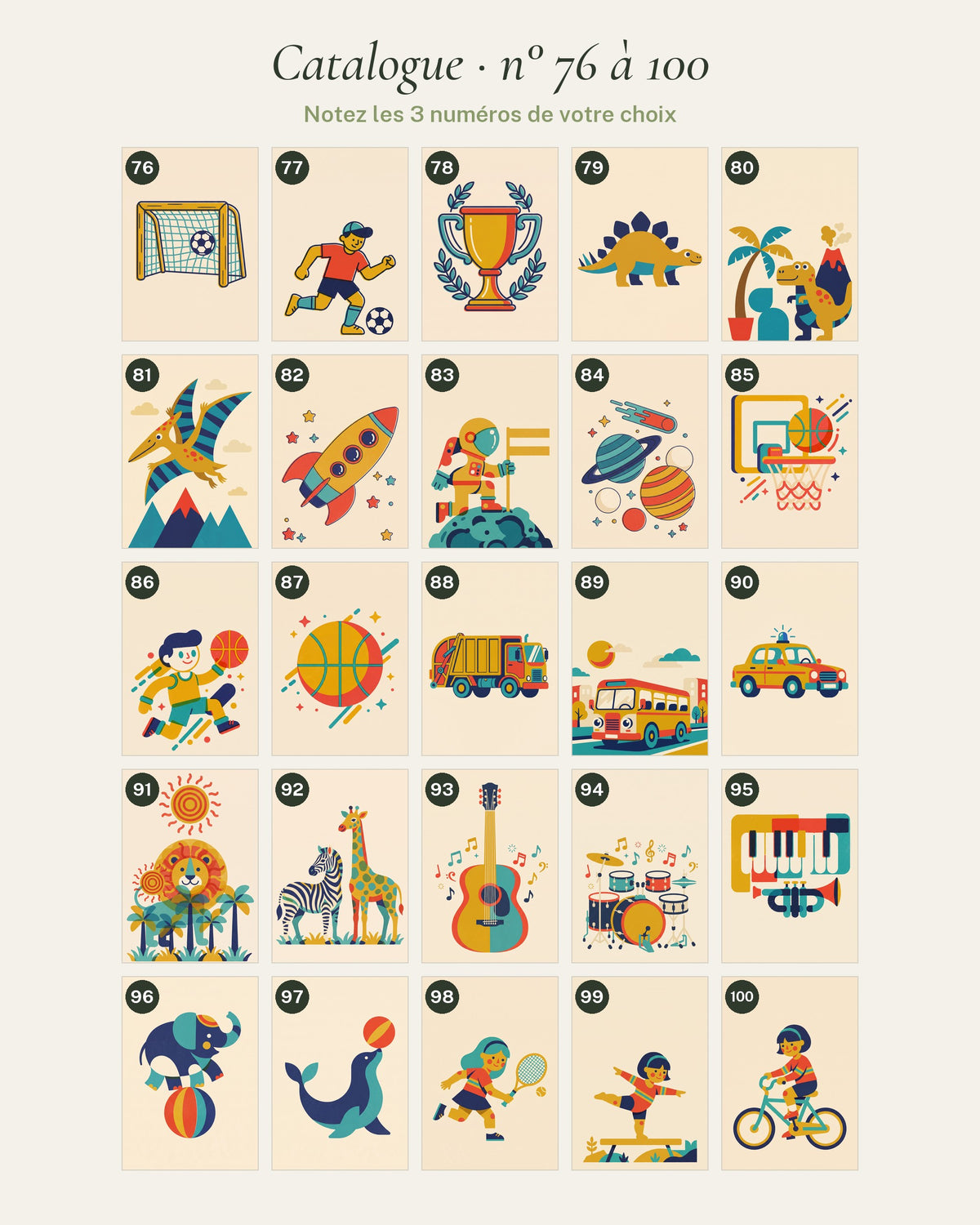 Catalogue des illustrations, numéros 76 à 100