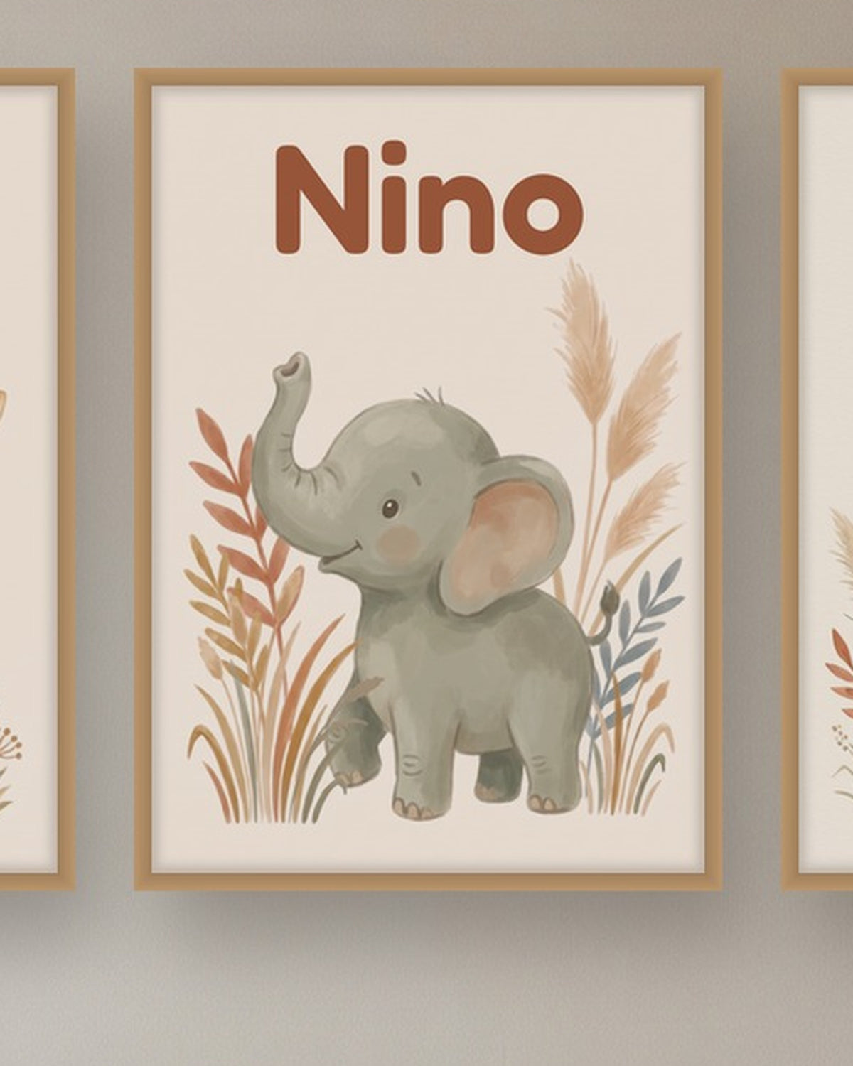 Lot de 5 affiches savane aquarelle, avec ou sans prénom : l’affiche avec le prénom