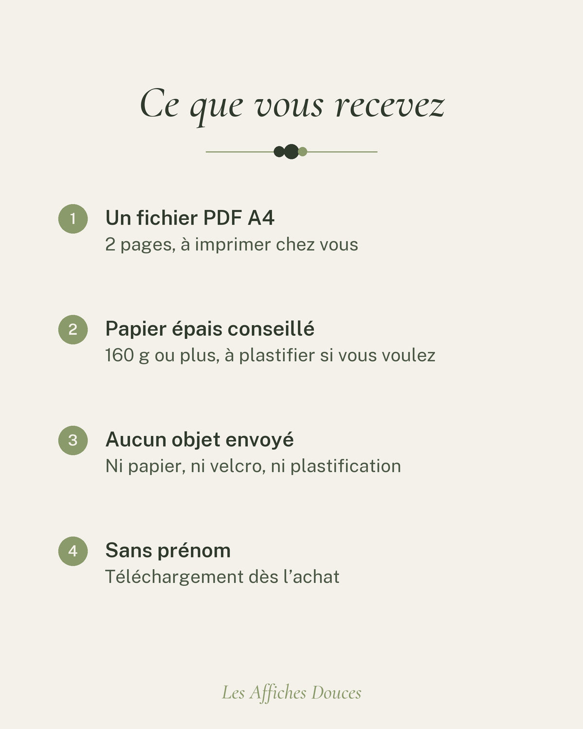 Ce que vous recevez : un fichier PDF A4 à imprimer chez vous, aucun objet envoyé