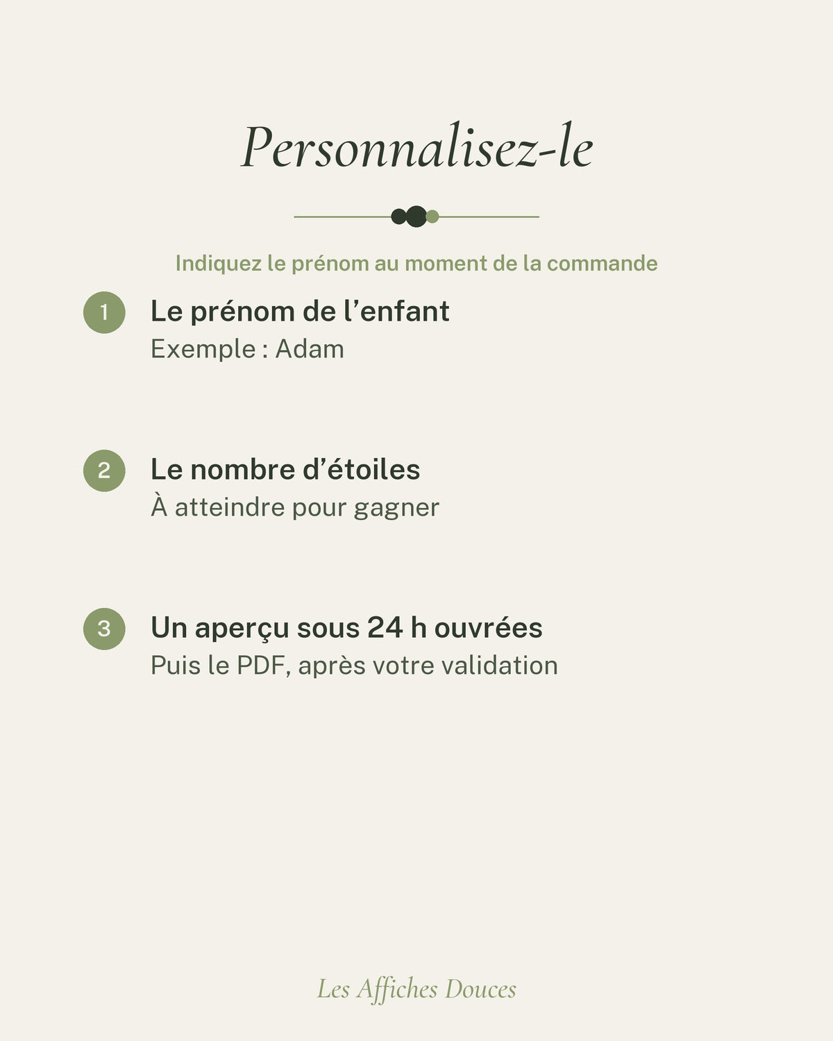 Ce que vous personnalisez : le prénom de l’enfant et le nombre d’étoiles à atteindre